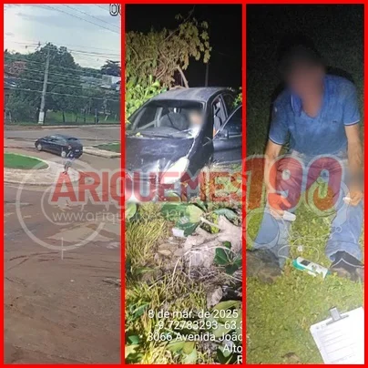 Alto Paraíso: Motorista perde controle de veículo e passa reto por rotatória, quase atinge crianças e bate em árvore – Vídeo