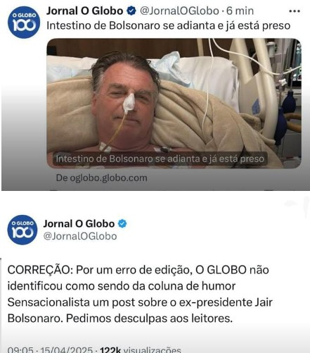 Jornal ‘O Globo’ se desculpa por piada sobre saúde e internação de Jair Bolsonaro jornal-‘o-globo’-se-desculpa-por-piada-sobre-saude-e-internacao-de-jair-bolsonaro
