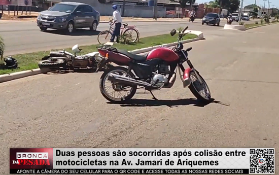 Duas pessoas são socorridas após colisão entre motocicletas na Av. Jamari de Ariquemes duas-pessoas-sao-socorridas-apos-colisao-entre-motocicletas-na-av.-jamari-de-ariquemes