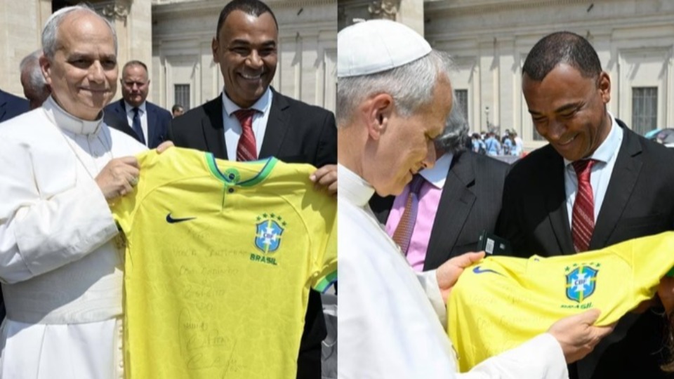 VÍDEO: Cafu presenteia papa Leão XIV com camisa da Seleção Brasileira video:-cafu-presenteia-papa-leao-xiv-com-camisa-da-selecao-brasileira