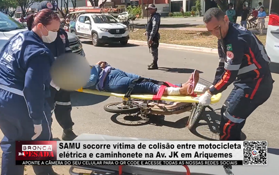 SAMU socorre vítima de colisão entre motocicleta elétrica e caminhonete na Av JK em Ariquemes samu-socorre-vitima-de-colisao-entre-motocicleta-eletrica-e-caminhonete-na-av-jk-em-ariquemes