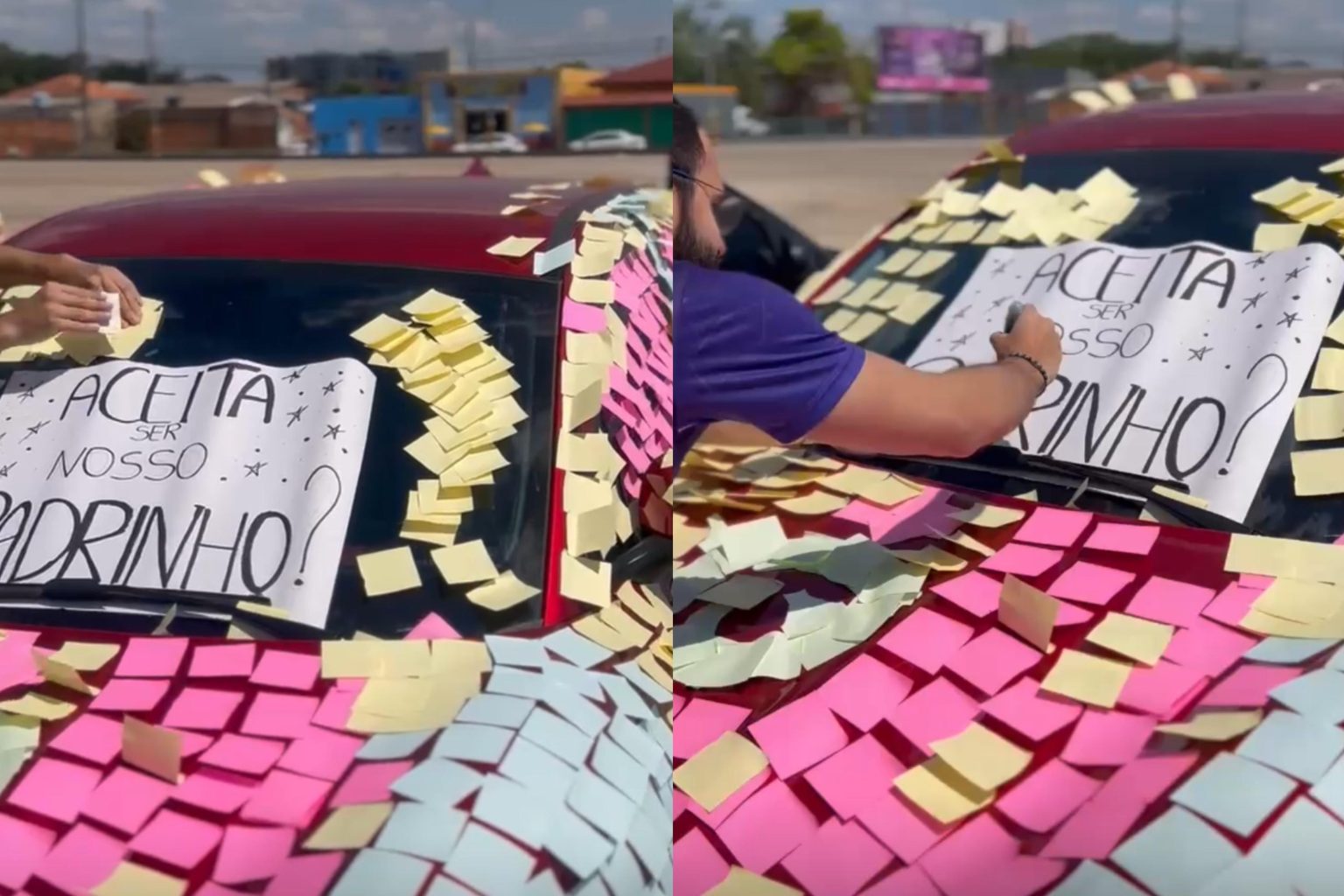 Alunos enchem carro de professor com bilhetes ao convidá-lo para ser padrinho de formatura em RO alunos-enchem-carro-de-professor-com-bilhetes-ao-convida-lo-para-ser-padrinho-de-formatura-em-ro