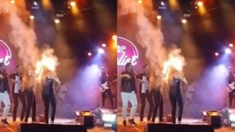 Cantora da banda Limão com Mel sofre acidente com fogo durante show cantora-da-banda-limao-com-mel-sofre-acidente-com-fogo-durante-show