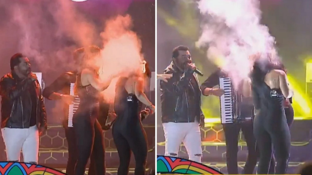 VÍDEO: Backing vocal do Limão com Mel tem cabelo atingido por fogo durante show video:-backing-vocal-do-limao-com-mel-tem-cabelo-atingido-por-fogo-durante-show