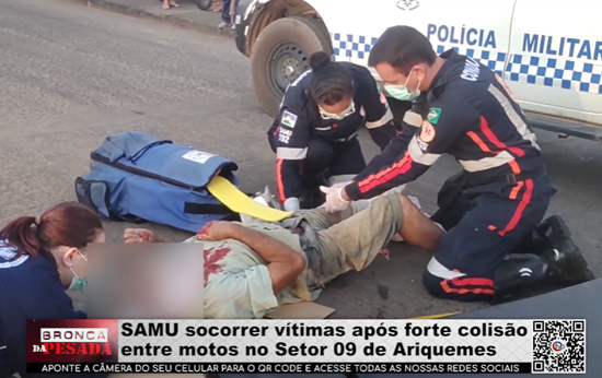 Samu socorre vítimas após forte colisão entre motos no Setor 09, em Ariquemes samu-socorre-vitimas-apos-forte-colisao-entre-motos-no-setor-09,-em-ariquemes