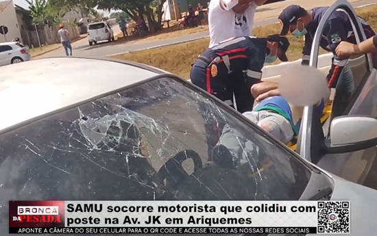 SAMU socorre motorista que colidiu com poste na Av. JK em Ariquemes samu-socorre-motorista-que-colidiu-com-poste-na-av.-jk-em-ariquemes