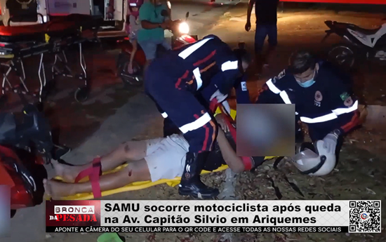 SAMU socorre motociclista após queda na Av. Capitão Silvio em Ariquemes samu-socorre-motociclista-apos-queda-na-av.-capitao-silvio-em-ariquemes