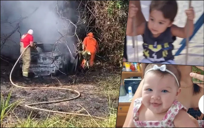 Crianças morrem carbonizados após carro sair da pista e pegar fogo em RO criancas-morrem-carbonizados-apos-carro-sair-da-pista-e-pegar-fogo-em-ro