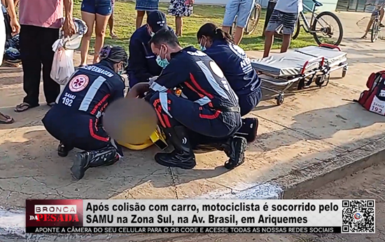 Após colisão com carro, motociclista é socorrido pelo SAMU na Zona Sul, na Av. Brasil, em Ariquemes apos-colisao-com-carro,-motociclista-e-socorrido-pelo-samu-na-zona-sul,-na-av.-brasil,-em-ariquemes