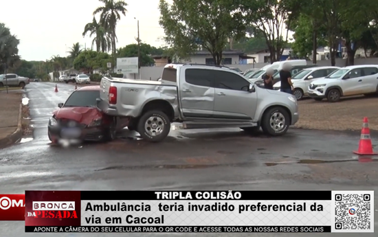 TRIPLA COLISÃO – Ambulância teria invadido preferencial da via em Cacoal tripla-colisao-–-ambulancia-teria-invadido-preferencial-da-via-em-cacoal