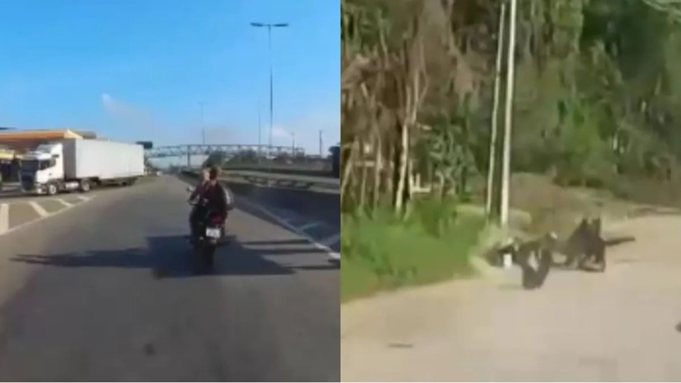 Vídeo: Dupla em moto cai durante fuga da PRF video:-dupla-em-moto-cai-durante-fuga-da-prf