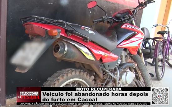 MOTO RECUPERADA – Veículo foi abandonado horas depois do furto em Cacoal moto-recuperada-–-veiculo-foi-abandonado-horas-depois-do-furto-em-cacoal