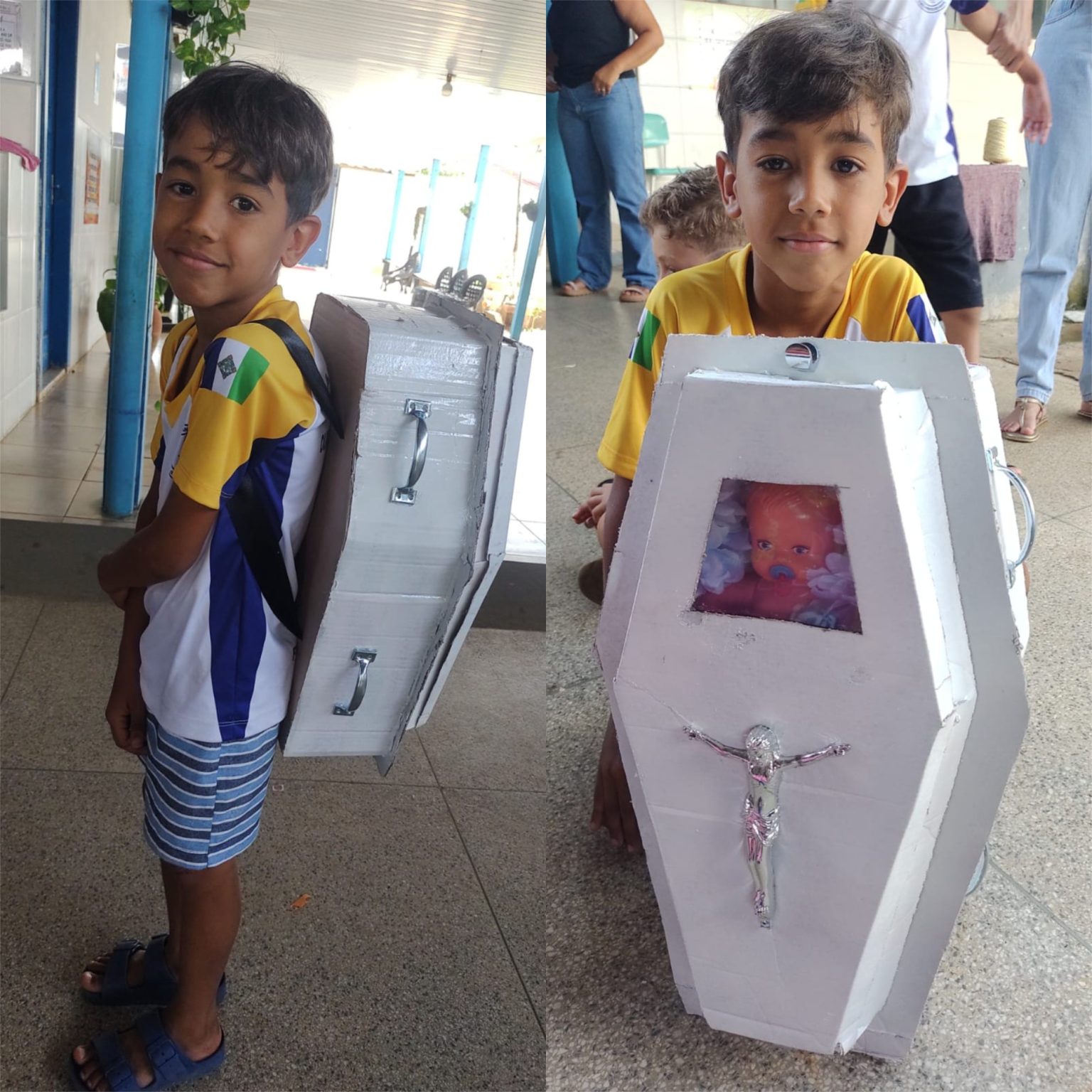 Menino leva 'mochila maluca' de caixão para escola em homenagem ao pai em RO menino-leva-'mochila-maluca'-de-caixao-para-escola-em-homenagem-ao-pai-em-ro