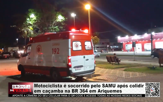 Motociclista é socorrido pelo SAMU após colisão com caçamba na BR–364, em Ariquemes motociclista-e-socorrido-pelo-samu-apos-colisao-com-cacamba-na-br–364,-em-ariquemes