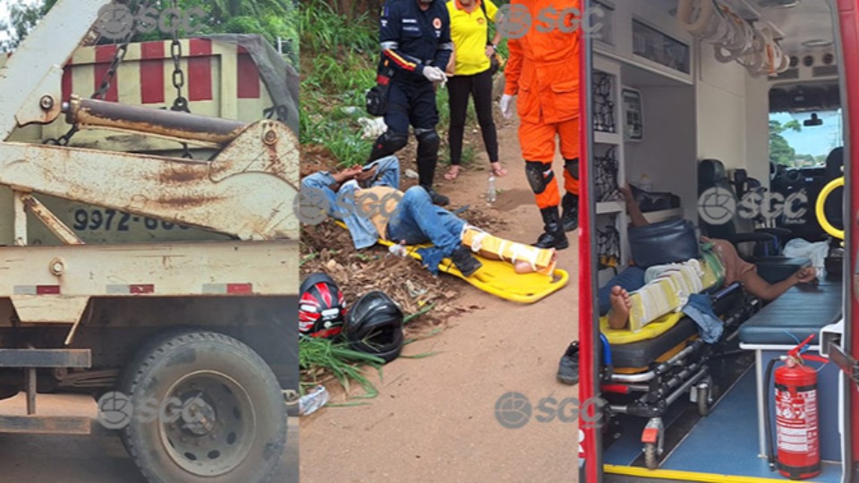 VÍDEO: Casal sofre fraturas graves após colisão com caminhão em Porto Velho video:-casal-sofre-fraturas-graves-apos-colisao-com-caminhao-em-porto-velho