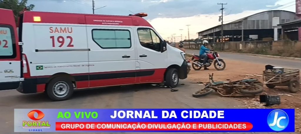 ALTO PARAÍSO — ACIDENTE DE TRÂNSITO ENVOLVENDO UMA MOTO E UMA CAMIONETE NA AV. TANCREDO NEVES COM AV. TRANSCONTINENTAL NA SAÍDA DA 85 (VÍDEO).