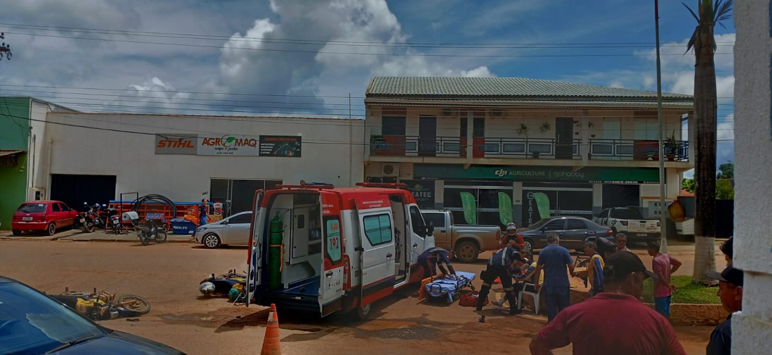 ALTO PARAÍSO-RO: ACIDENTE ENVOLVENDO DOIS MOTOTAXISTAS NA AV. JORGE TEIXEIRA, NO CENTRO DA CIDADE.